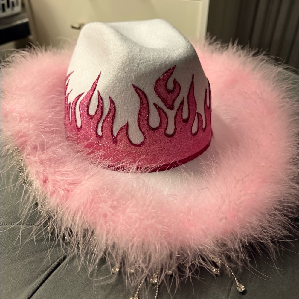 Pink flame cowboy hat